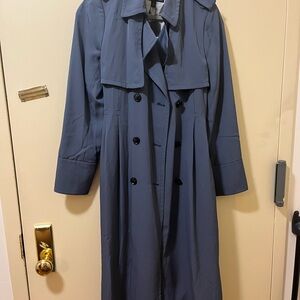 Banana Republic Blue Trench Coat with Belt and Wide Lapels